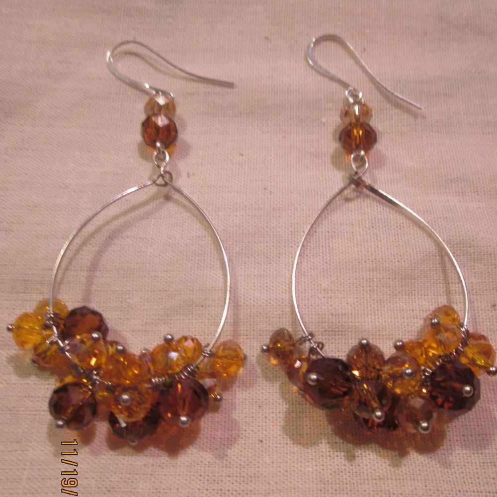 Caramel Crystal Chandelier Earrings